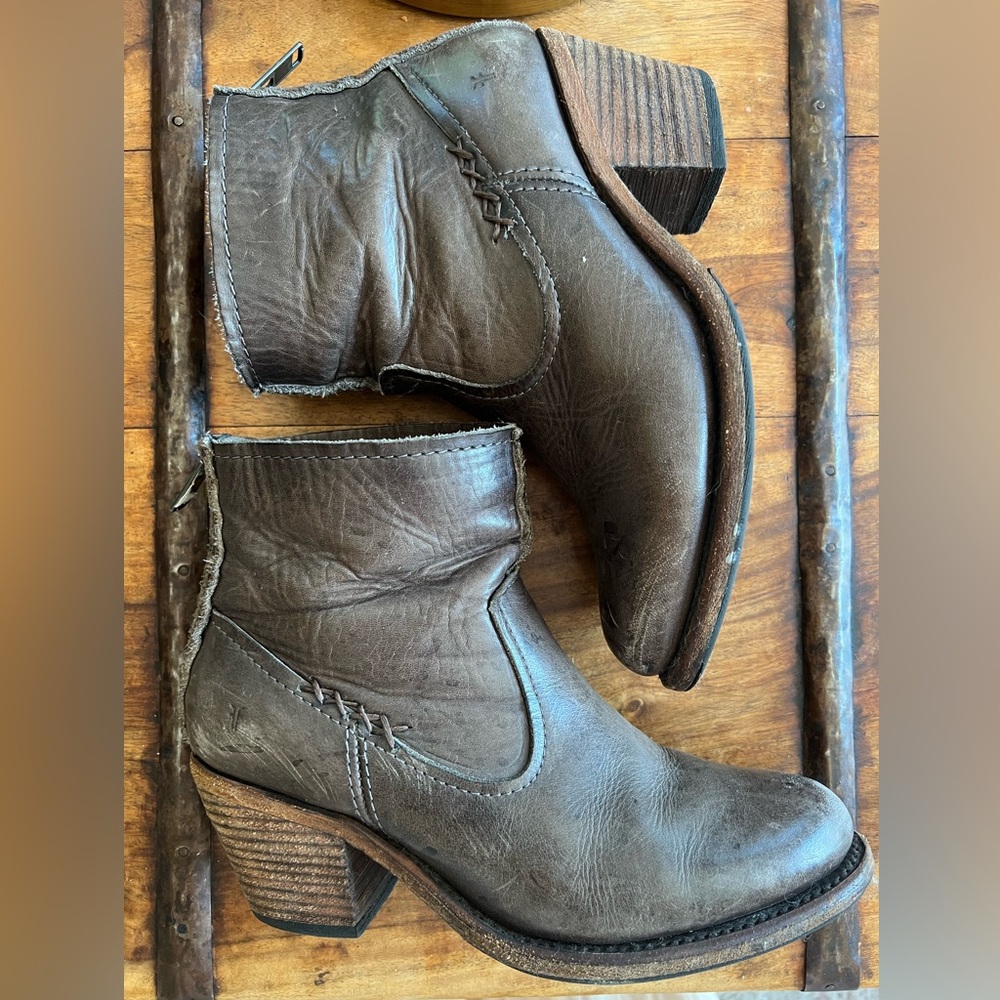 Frye Distressed Brown Leather Ankle Boots